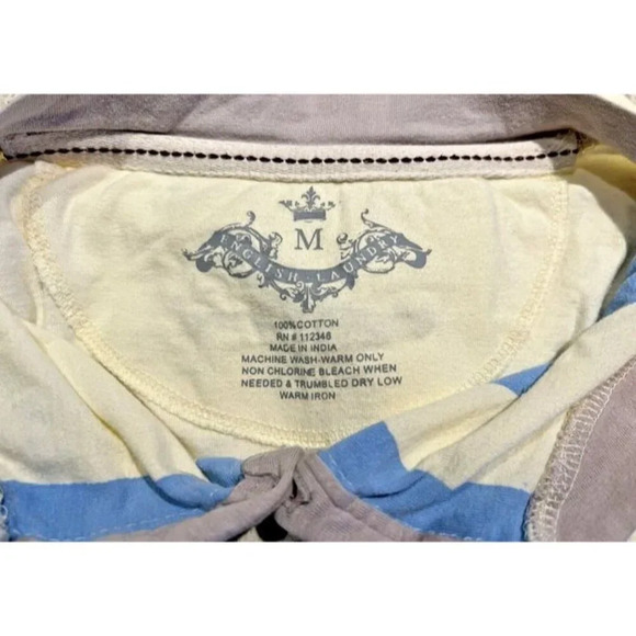 Y2K Distressed British English Laundry Long Sleeve Light Weight Henley Shirt - Picture 5 of 5